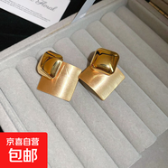 銀針中古圓形花朵流蘇耳環(huán)歐美復古金屬感耳釘氣質(zhì)輕奢耳飾批發(fā)女 91#銀針-金色菱形（真金電鍍）