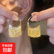 銀針中古圓形花朵流蘇耳環(huán)歐美復(fù)古金屬感耳釘氣質(zhì)輕奢耳飾批發(fā)女 58#耳鉤-金色流蘇