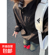 UPF50+潮牌高級(jí)感防曬衣情侶夏美式復(fù)古薄款外套格子拼接立領(lǐng)夾克 GF1XM03-HS25423黑色【UPF50+】 L -【110-130斤】左右