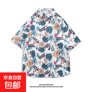 泰國風(fēng)夏威夷花襯衫短袖男女情侶裝松弛感潑水節(jié)度假沙灘碎花襯衣 2103 3XL