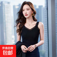 彈V領(lǐng)上衣2025春夏新款吊帶背心女職業(yè)正裝內(nèi)搭氣質(zhì)針織打底衫 黑色 RF0057 L 碼100-108斤