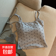 時(shí)尚波點(diǎn)帶胸墊吊帶背心女大U露背美背外穿防走光內(nèi)搭裹胸上衣潮 灰色 均碼 (80-120斤)