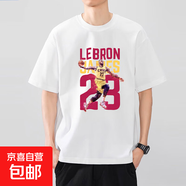 籃球球星NBAT恤美式漫畫高街潮牌男長袖重磅寬松純棉短袖小領(lǐng)口 ZJT-白色-詹姆斯 2XL 【建議150-180斤】