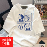 短袖t恤男2025夏季寬松潮流印花圓領(lǐng)打底衫美式百搭半袖 多啦白色短袖 常規(guī) 2XL