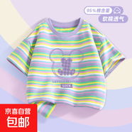 童裝兒童中大童夏天體恤夏季半袖女童短袖t恤夏裝純棉女孩上衣服 萌耳朵香芋紫 160