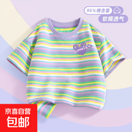 【2件套】女童套裝2025新款夏季短袖兩件套女大童夏裝兒童運(yùn)動服 兩線心K香芋紫 160
