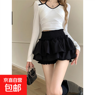 芭蕾風(fēng)半身裙女夏季韓版2025新款高腰顯瘦設(shè)計感甜辣蛋糕蓬蓬短裙 黑色 S