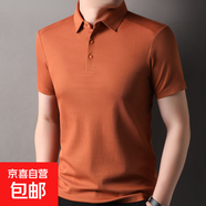 40支雙面絲光短袖T恤男士翻領(lǐng)5A純色防蚊涼感新款Polo衫上衣 深橙 2XL 185/100A