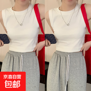 夏季內搭寬肩無(wú)袖上衣外穿高級感新款坎肩馬甲潮流百搭打底背心女 K11-白色+白色 XL 建議110-125斤
