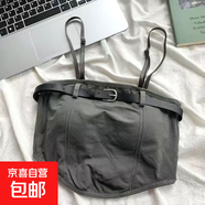 別致吊帶背心女裝新款2023夏季抹胸設計感小眾修身短款辣妹上衣服 灰色 XL  115-125斤