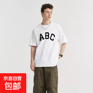 【重磅純棉】短袖t恤時(shí)尚印花白上衣情侶裝男女同款寬松潮流半袖 白色ABC XL 【125-140斤】