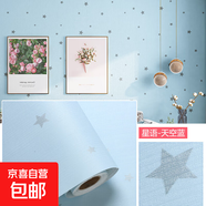 墻紙自粘防水防潮臥室房間客廳墻壁貼紙學(xué)生宿舍改造翻新遮丑壁紙 星雨藍【防水加厚自粘】 40厘米寬*5米長(cháng)