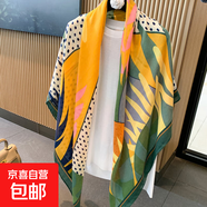 小格子亞麻圍巾女夏季2024新款防曬大方巾薄款絲巾空調(diào)房外搭披肩 mzf-089 130*130cm