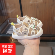2025夏季新款寶寶鞋0-1-2學(xué)步鞋軟底男女童涼鞋卡通小兔子?jì)雰盒?505卡其色 19 內(nèi)長(zhǎng)13.5cm