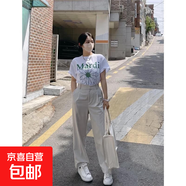 220克純棉韓版短袖雛菊2025春夏百搭上衣寬松男女臘腸狗T恤B701YL 1972白色綠花 M