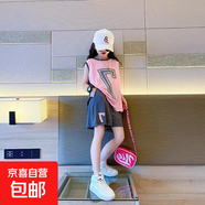 【女童籃球服】套裝夏季兒童中大童運動(dòng)薄款速干無(wú)袖上衣短褲兩件 粉色 140