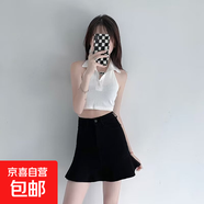 夏季牛仔魚(yú)尾半身裙女學(xué)生高腰設計感小個(gè)子辣妹包臀a字彈力短裙 黑灰色 M