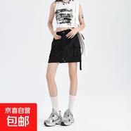 美式工裝短裙女夏季薄款2025新款高腰顯瘦辣妹a字裙 黑色 2XL