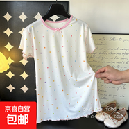 兒童夏季睡衣冰絲清涼睡裙家居服薄款親子裝睡裙k466 YQ冰絲睡裙白色波點 140 cm