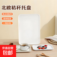 托盤長方形水果托盤茶盤家用果盤早餐盤收納盤客廳零食盤 北歐風(fēng)-白色小號