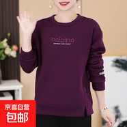 圓領(lǐng)女士衛衣女2025年春秋季新款減齡百搭加絨顯瘦長(cháng)袖休閑上衣 紫羅蘭（不加絨） 2XL (128-140斤)