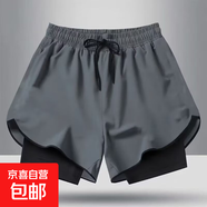 柯菲沃跑步短褲男運(yùn)動(dòng)田徑馬拉松寬松速干防走光內(nèi)襯訓(xùn)練健身裝備 穩(wěn)-W187深灰色 S （建議70-85斤以內(nèi)）