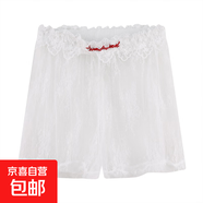 網(wǎng)紅爆款白色字母刺繡蕾絲疊穿打底褲女春季鏤空鉤花褲短褲子 白色 L