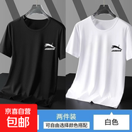其他品牌冰絲短袖T恤男士夏季寬松速干網(wǎng)眼半袖運動(dòng)休閑涼感透氣上衣-SL 黑色+白色 【二件裝】 3XL 【推薦145-165斤】
