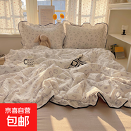 云感木棉針織棉床單款夏被夏涼被空調(diào)被四件套學(xué)生宿舍單雙人家用 貓咪節(jié)拍 床單款2.0夏被四件套-床單230*2