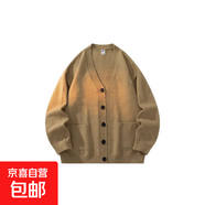 針織開(kāi)衫外套男秋季慵懶風(fēng)v領(lǐng)毛衣oversize韓系寬松休閑上衣 D38開(kāi)衫毛衣駝色-XZ 2XL【建議155-180斤】
