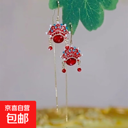 中國風(fēng)戲劇臉譜耳線(xiàn)復古高級感長(cháng)款耳環(huán)民族風(fēng)新年喜慶耳飾女 中國風(fēng)戲劇臉譜耳線(xiàn)