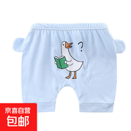 嬰兒夏季大PP褲棉男女寶寶寬松小童哈倫五分褲小孩外穿褲子潮e99 O-pp褲藍色疑問(wèn)鴨 90 碼