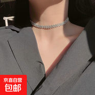 簡(jiǎn)約滿鉆項(xiàng)鏈choker項(xiàng)圈日韓網(wǎng)紅個(gè)性鎖骨鏈批發(fā)潮流項(xiàng)飾時(shí)尚項(xiàng)鏈 銀色.