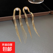 銀針中古圓形花朵流蘇耳環(huán)歐美復古金屬感耳釘氣質(zhì)輕奢耳飾批發(fā)女 22#銀針-金色珍珠U形流蘇.