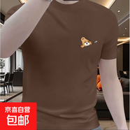 香港輕奢潮牌2025夏季寬松新款純棉短袖T恤印花休閑圓領(lǐng)上衣ins 001-小熊熊-咖色 L