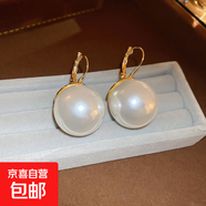 銀針大珍珠圓圈耳環(huán)時(shí)尚小眾夸張氣質(zhì)高級感耳釘法式復古百搭耳飾 88#耳扣-白色珍珠