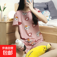 夏季可愛ins風(fēng)睡衣女士短袖短褲韓版卡通可愛甜美家居服少女套裝 厚款SMX倉鼠草莓短套 2XL