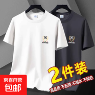 2025夏季新款冰絲短袖t恤簡(jiǎn)約時(shí)尚寬松冰感男款短袖體恤上衣-SL 白色+深灰色 M 【75-90斤】
