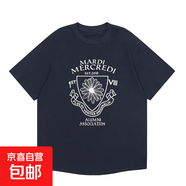 220克純棉韓版短袖雛菊2025春夏百搭上衣寬松男女臘腸狗T恤B701YL 2754藏青大徽章 M