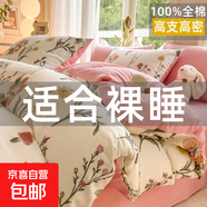 小清新100%加厚新疆棉四件套加厚床單被套學(xué)生宿舍卡通床上三件套 葉伴花香 2.0m床單款四件套被套220x240cm