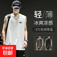 運動背心男夏季薄款網(wǎng)眼透氣冰絲速干坎肩寬松外穿寬松無袖t恤潮 網(wǎng)眼背心白色 薄款 2XL 【135-150斤】