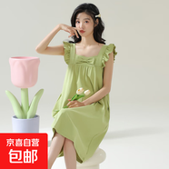 吊帶睡裙純棉女夏韓版睡衣女夏季睡裙短袖女士夏天家居服連衣裙子 CKE-W6042 無(wú)胸墊 L