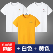 啄木鳥(niǎo)100純棉男士短袖t恤純色圓領(lǐng)夏季薄款打底衫中青年潮流男裝 白色+白色+黃色【三件裝】 L