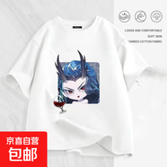 哪吒純棉短袖T恤女親子裝任選寬松學(xué)生上衣兒童T恤短袖寬松百搭款 紅酒敖潤(rùn)200g純棉短T白色 4XL (160) 童