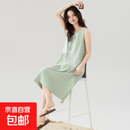 睡裙女夏季純棉無(wú)袖2025新款休閑吊帶裙性感背心寬松大碼胖mm睡衣 Z33001 L
