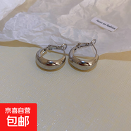 真金電鍍日韓幾何圓圈耳環(huán)氣質(zhì)簡(jiǎn)約百搭耳圈新款時(shí)尚通勤耳飾批發(fā) 銀針-銀色.