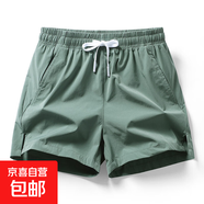 【安德瑪制造商】運動速干透氣冰絲三分短褲寬松訓練跑步沙灘褲頭 軍綠 2XL
