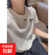 不規(guī)則設(shè)計(jì)氣質(zhì)顯瘦修身短袖t恤衫夏季新款洋氣休閑風(fēng)紐扣打底衫 K45-白色-G1682小圖 L 建議95-115斤