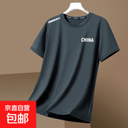 男士短袖t恤夏季潮牌冰絲薄款圓領(lǐng)寬松速干體恤夏天百搭休閑上衣 china【單桿蝴網(wǎng)灰色】 4XL 建議160-180斤
