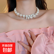 法式輕奢鑲鉆蝴蝶珍珠款項鏈女小眾百搭鎖骨鏈時尚情人節(jié)禮物飾品 4#項圈-白色